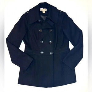 Michael Kors Women’s Black Wool Blend Double Breasted Pea Coat Size - Small